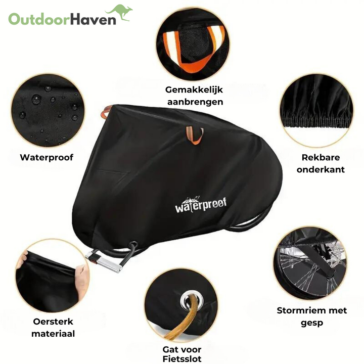Robuuste waterdichte zwarte motorhoes en fietshoes, universeel, biedt optimale voertuigbescherming.