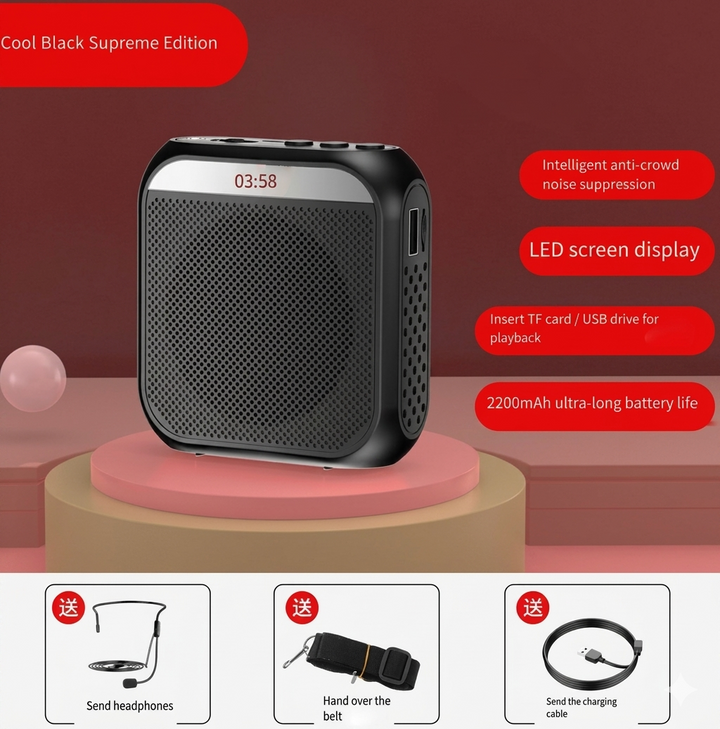 Compacte unisex stemversterker voor leraren & gidsen. Ideaal voor opname, MP3 en duidelijke audio-overdracht.