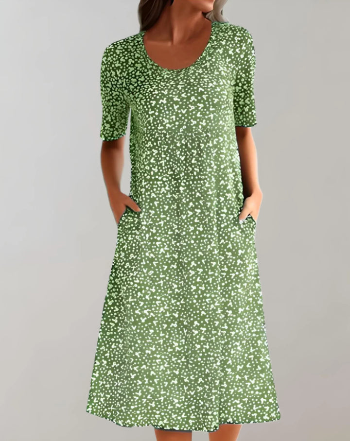 Lichtgewicht dames V-hals jurk, comfortabel en ademend, perfect voor zomerse dagen. Mouwloos en flatterend.