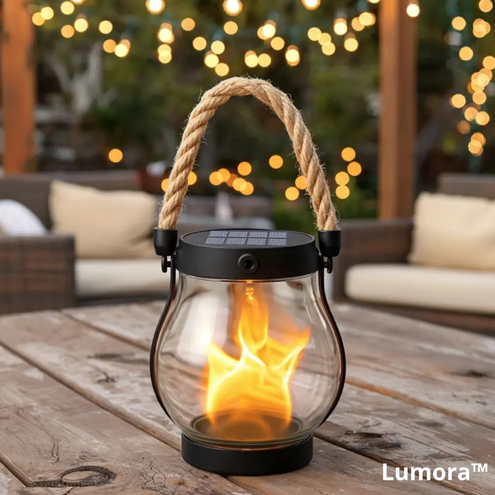 Eenvoudig te plaatsen draadloze solarlamp met realistische vlammenoptiek voor sfeervolle tuinen.