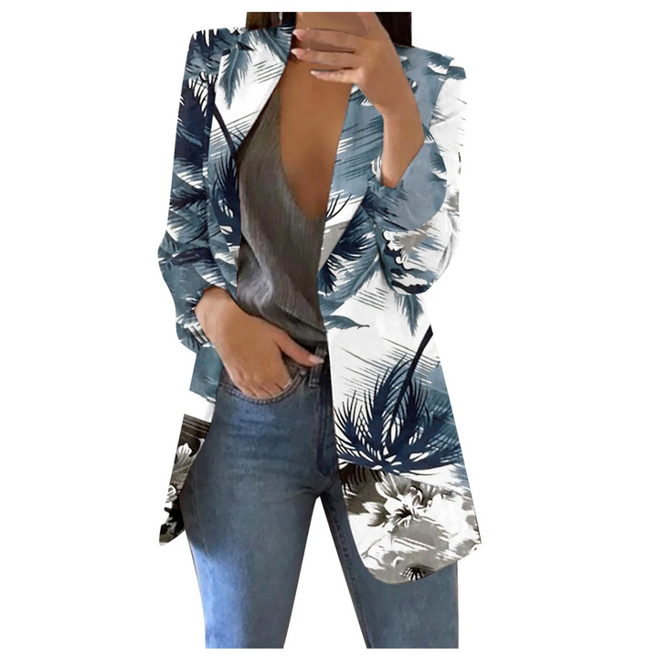 Een trendy dames blazer, cropped en geprint Savannah; essentieel voor een moderne zakelijke look.