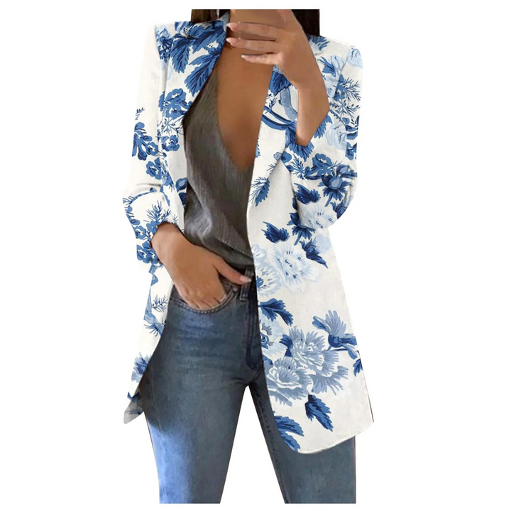 Dames Savannah cropped blazer; trendy geprinte kleding met stijlvolle revers.