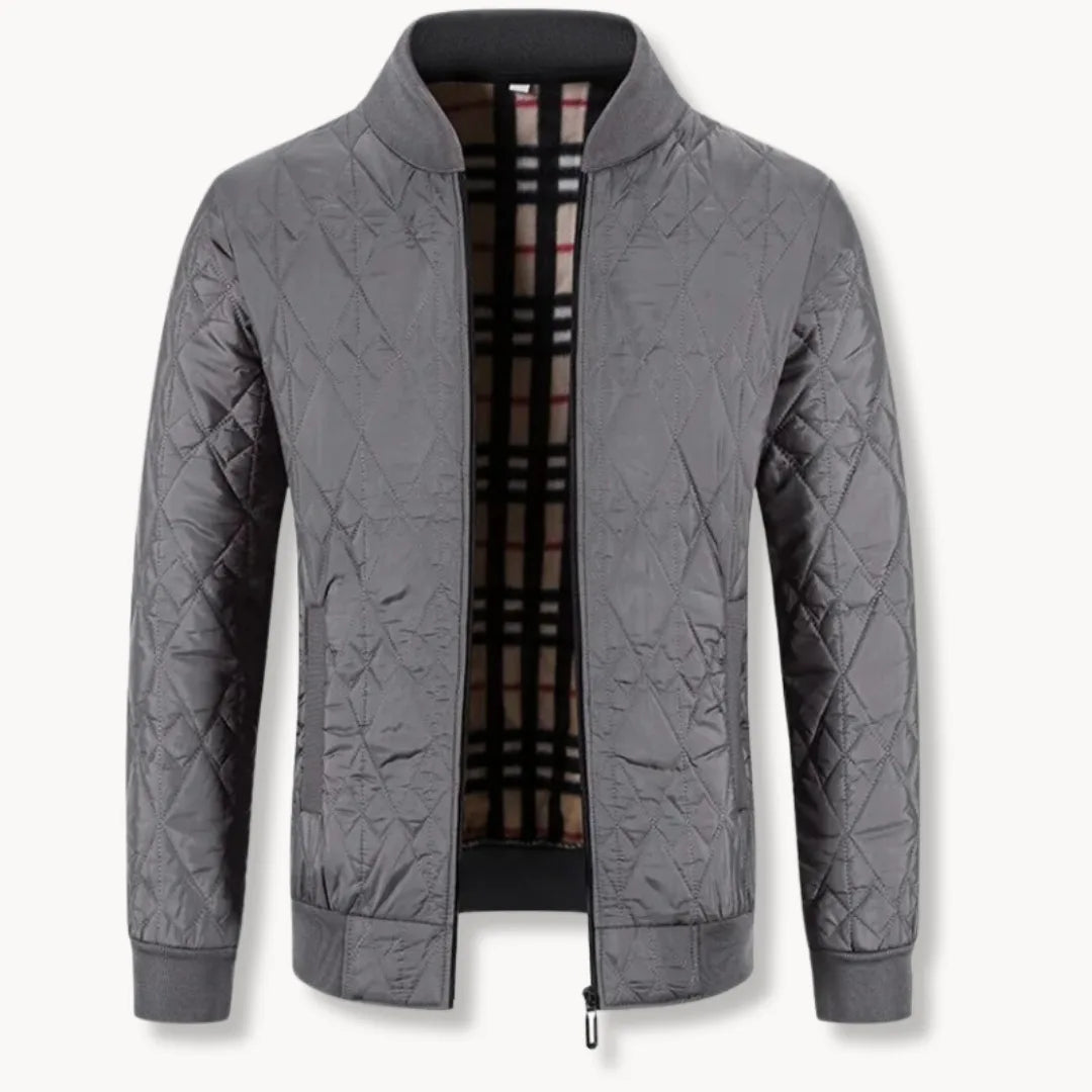 Heren gewatteerd bomberjack met ritssluiting en ronde hals, ideaal als casual herfstjas.