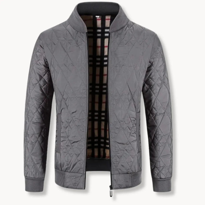 Heren gewatteerd bomberjack met ritssluiting en ronde hals, ideaal als casual herfstjas.