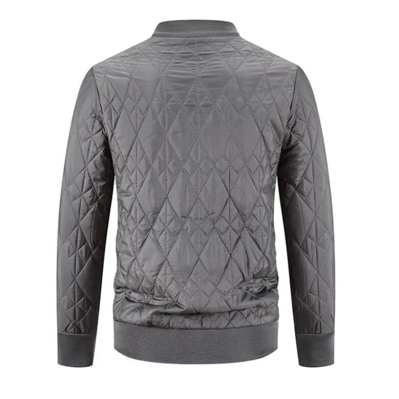 Casual heren bomberjack, gewatteerd met rits en ronde hals, perfect voor lente en herfst bovenkleding.