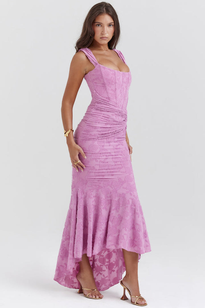 Chique feestjurk voor dames, een elegante gerimpelde schouderloze maxi jurk voor avonden.