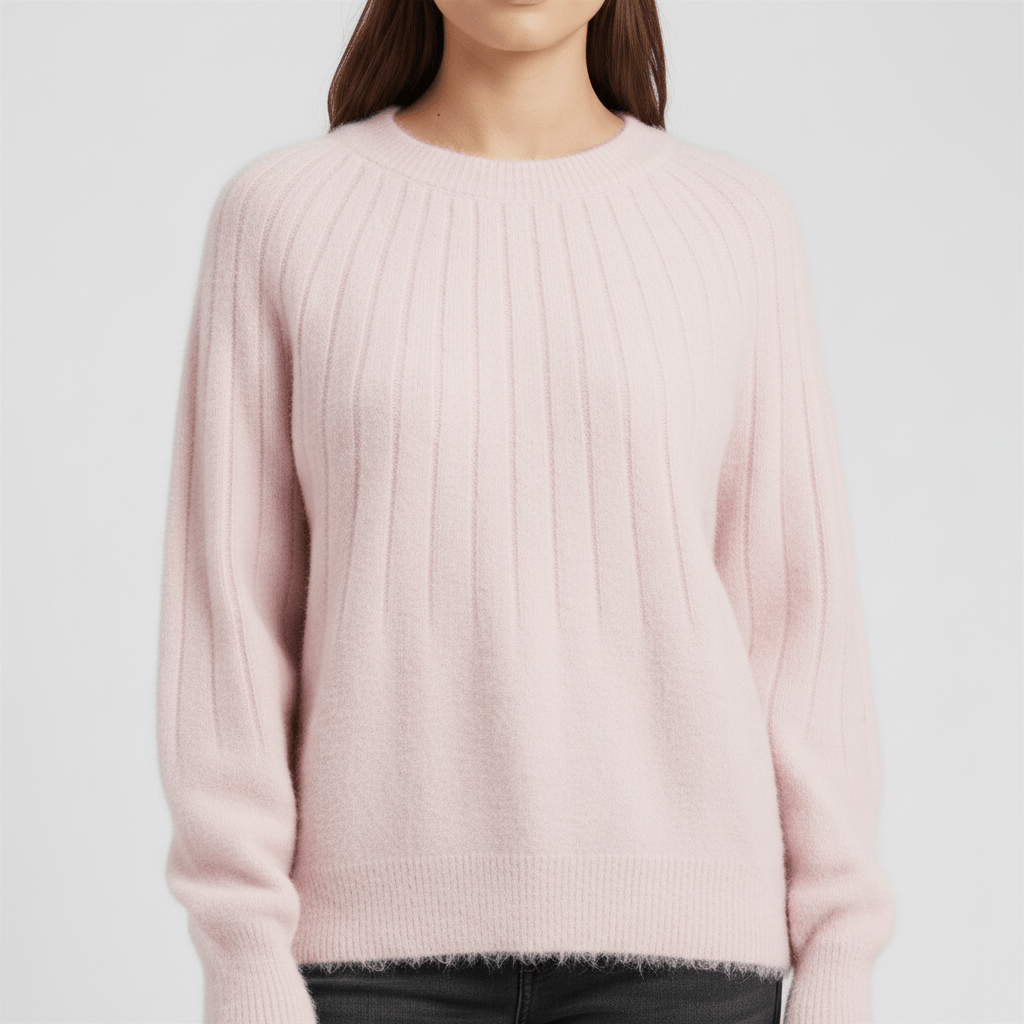 Herfst geribde trui met lange mouwen voor dames, in bordeauxrood, elegant en comfortabel.