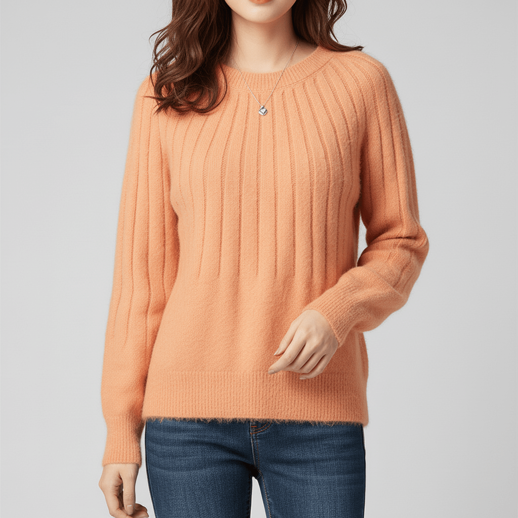 Zwarte geribde dames trui met lange mouwen, comfortabel en stijlvol voor herfst/wintermode.