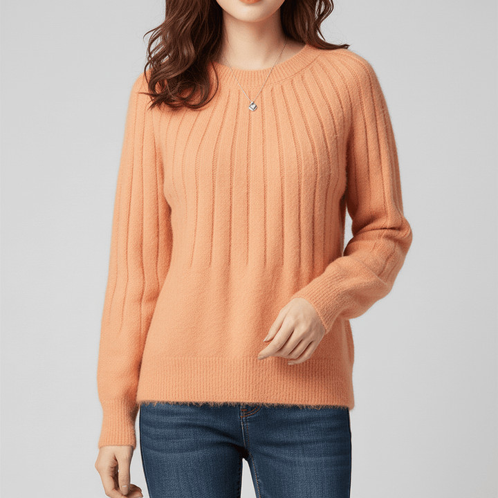 Zwarte geribde dames trui met lange mouwen, comfortabel en stijlvol voor herfst/wintermode.