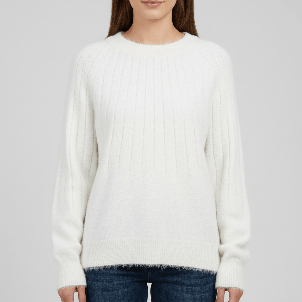 Modieuze zwarte geribde dames trui met lange mouwen, veelzijdig voor casual of chic.