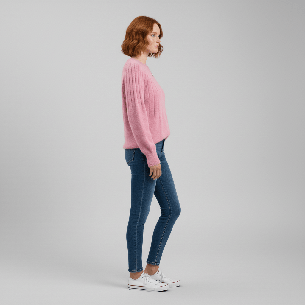 Stijlvolle blauwe geribde trui dames, lange mouwen, perfect voor een elegante herfstlook.