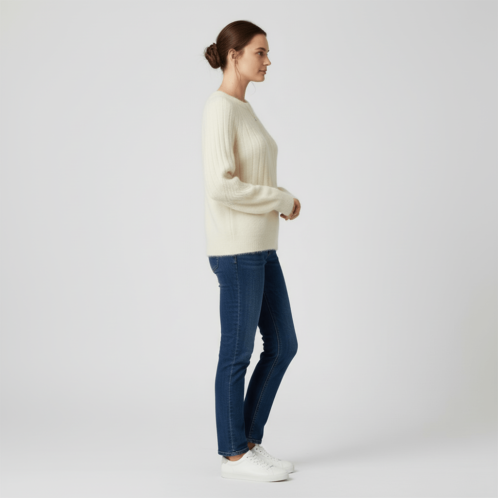 Klassieke zwarte geribde trui met lange mouwen voor dames, warm en chic, ideaal voor casual.