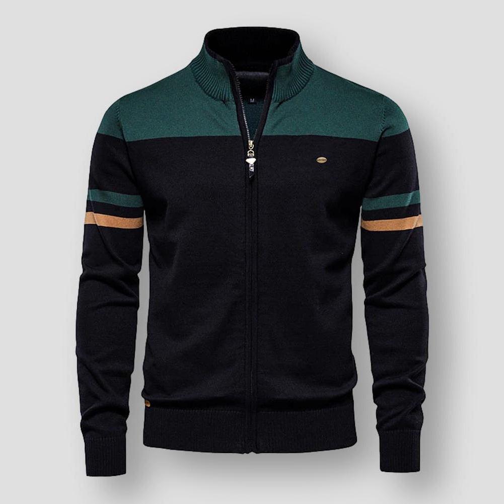 Dynamisch heren jack met strepen op de schouders, gestreept design en ritssluiting, perfect voor elke gelegenheid.
