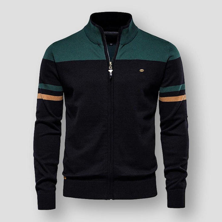 Dynamisch heren jack met strepen op de schouders, gestreept design en ritssluiting, perfect voor elke gelegenheid.