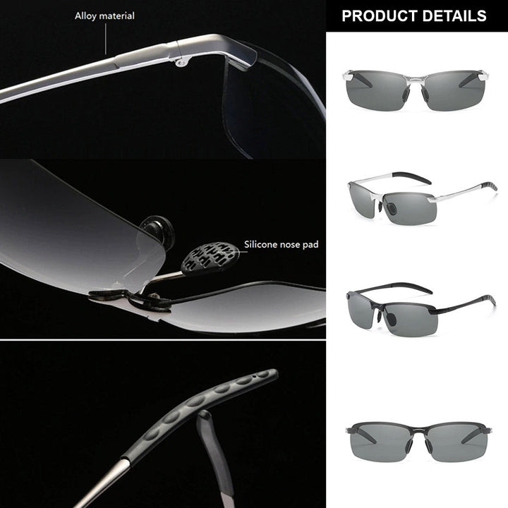 Essentiële oogbescherming: photochrome zonnebril van aluminium, geschikt voor elke unisex drager.