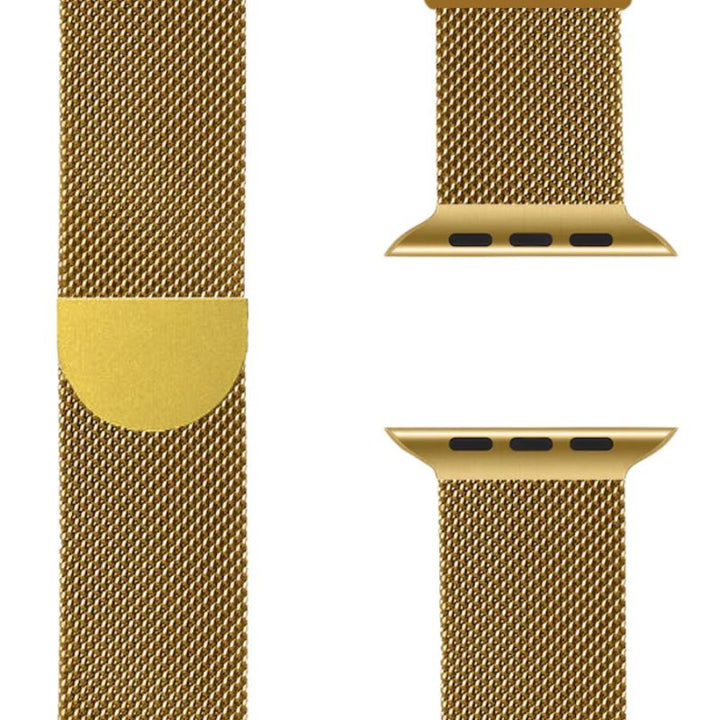 Elegante Milanese Apple Watch band van SteelFlex RVS, duurzaam en met gemakkelijke magnetische sluiting.