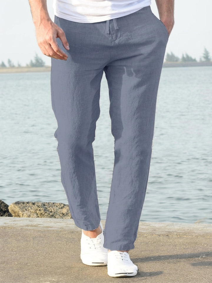 Veelzijdige heren linnen broek, lichtgewicht en casual. Perfect voor een comfortabele en luchtige zomeroutfit.
