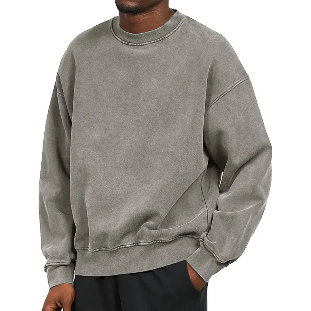 Casual heren trui met uniek washed design, voelt zacht en comfortabel aan.