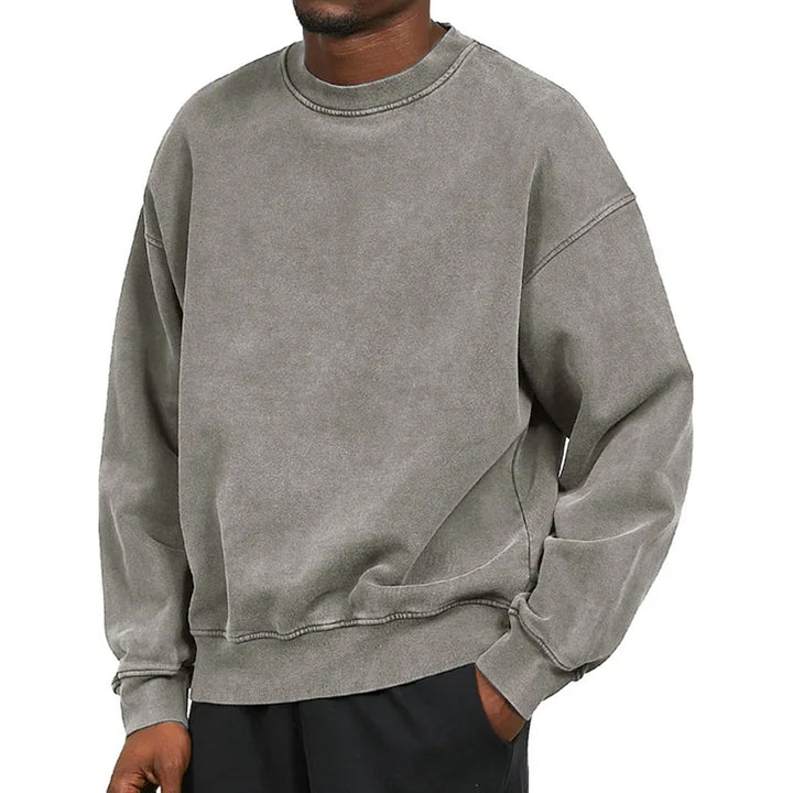 Casual heren trui met uniek washed design, voelt zacht en comfortabel aan.