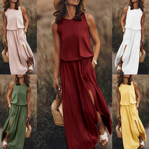 Casual Fenna dames zomer maxi jurk, elegant en comfortabel, perfect als retro strandjurk of voor vakantie.