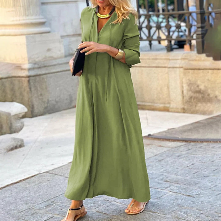 Lange effen dames maxi-jurk met split, ideaal als veelzijdige zomerjurk of casual kledingstuk. Comfortabel.