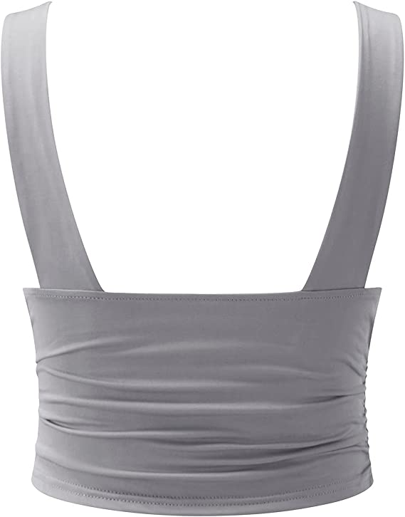 Een elegante damestop met V-hals en ruches in zwart, wit of grijs. Ideale modieuze zomerkleding.