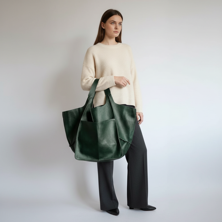 Grote FlexiCarry vegan leren tas: een veelzijdige schoudertas, handtas en totebag voor de moderne dame.