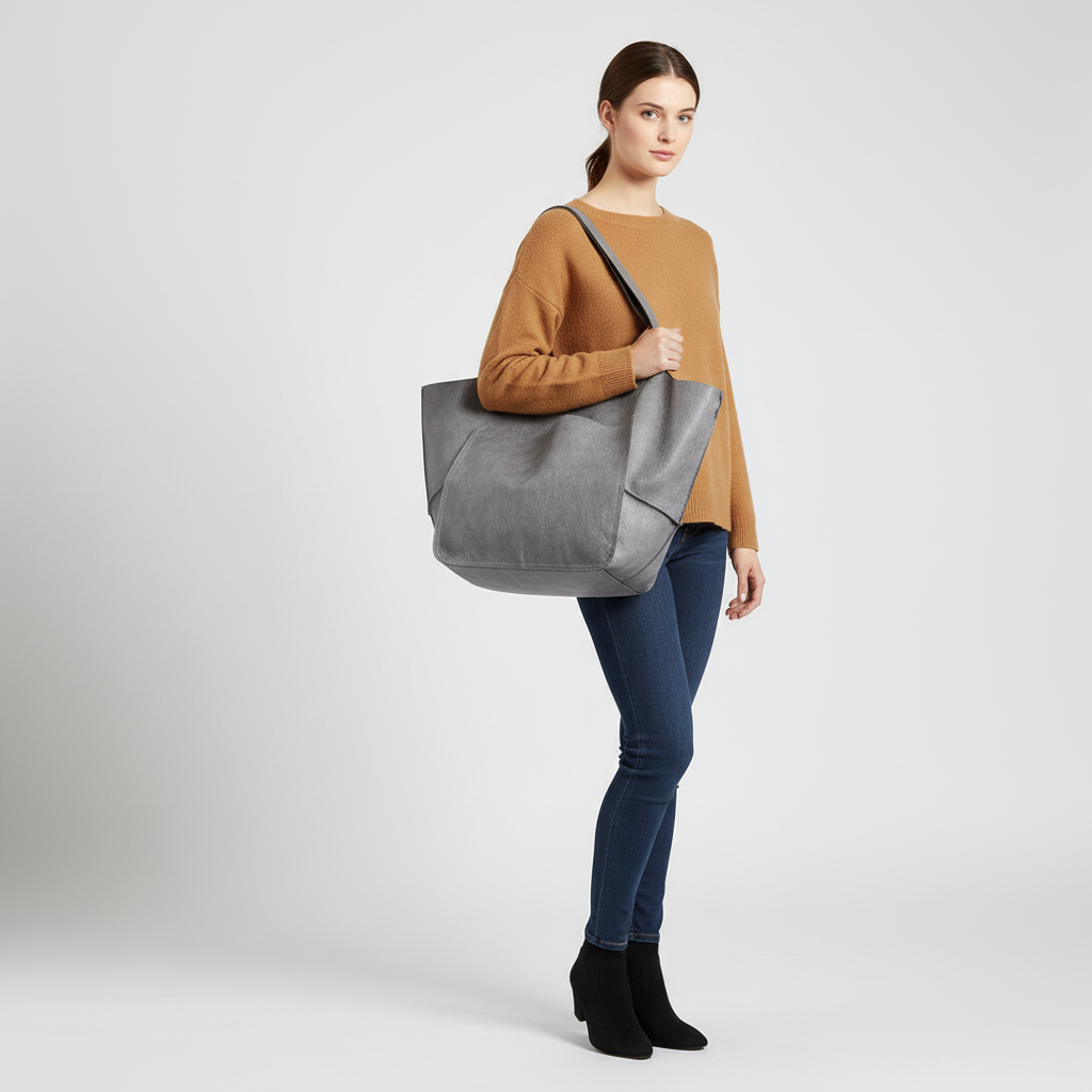 Moderne ritssluiting op de FlexiCarry vegan leren handtas, een stijlvol detail van dit dames accessoire.