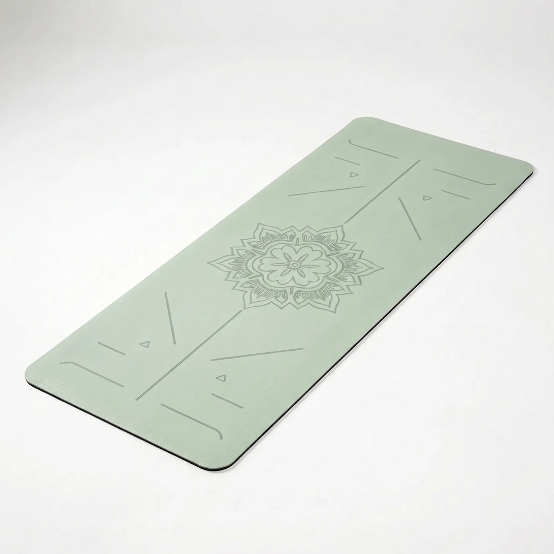 Antislip fitnessmat voor thuisworkout; ideaal voor beginners met handige uitlijning voor yoga & pilates.