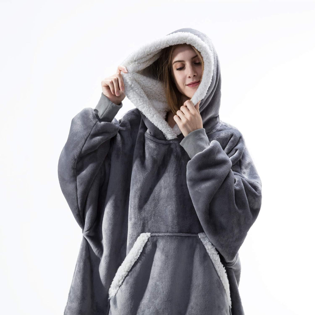 Winterse uniseks deken hoodie, warm en knus voor iedereen.