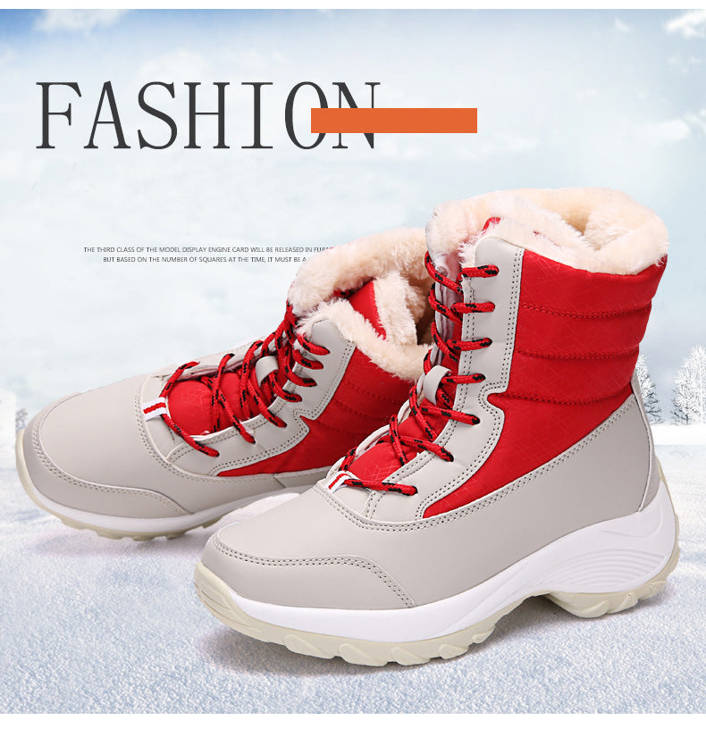 Robuuste dames sneeuwlaarzen, warm gevoerd en waterbestendig. Perfecte winterlaarzen voor comfort en stijl in de sneeuw.