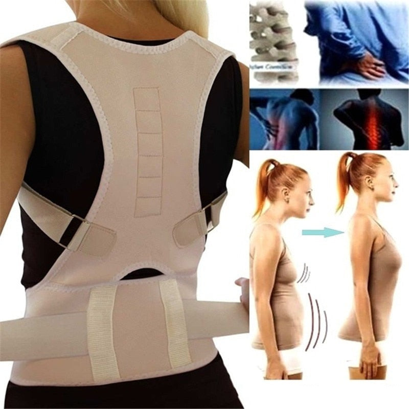 Unisex houdingcorrector met geïntegreerde magneten voor rug- en schouderondersteuning.