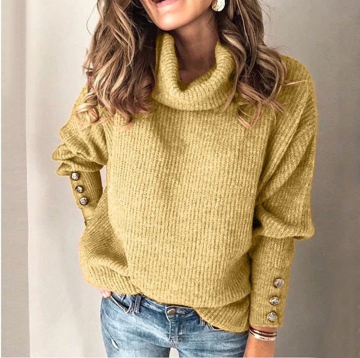 Modieuze dames coltrui met hoge hals. Casual of elegante warme trui voor diverse outfits in de winter.