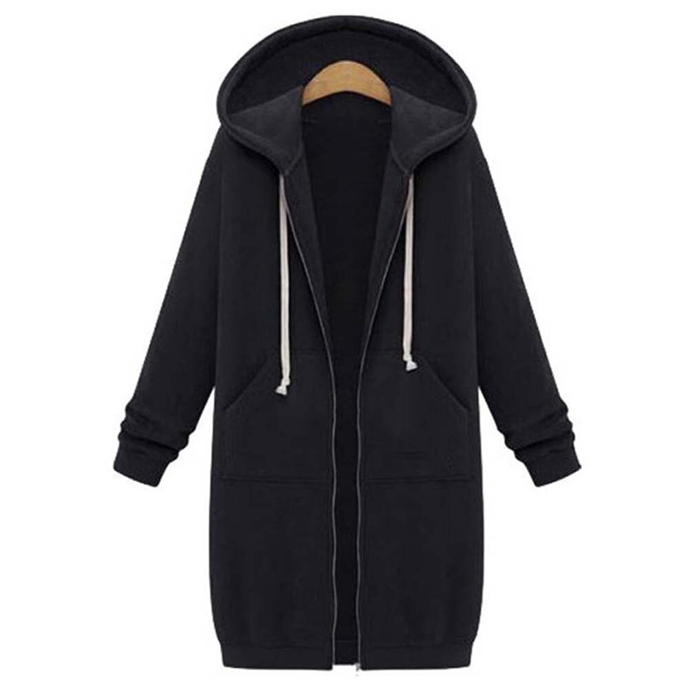 Warme buitenkleding: Dames lange jas met capuchon, beschermt tegen kou.