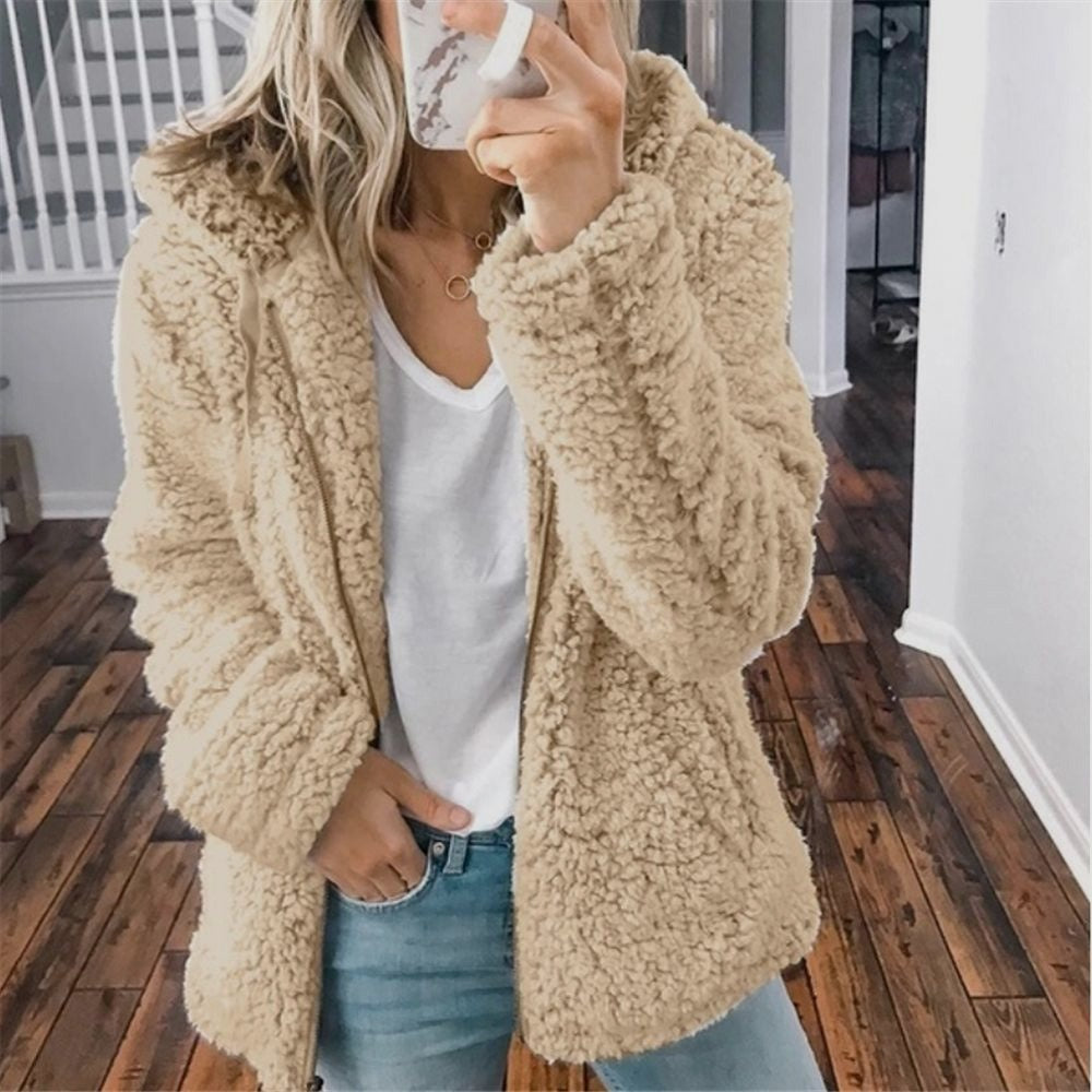 Dames superzacht teddy capuchon vest; perfect voor wintercomfort, effen design.