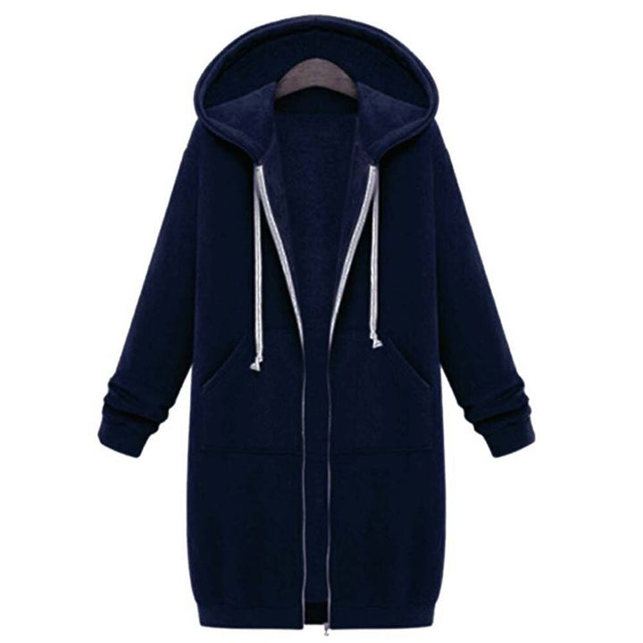 Dames lange jas met capuchon, essentiële buitenkleding voor elke stijlvolle vrouw.