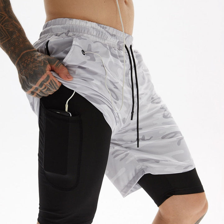 Stijlvolle heren hardloopshorts met ingebouwde telefoonzak en shirtlus. Voor de moderne sporter.
