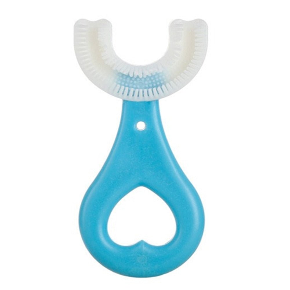 Siliconen U-vorm tandenborstel voor kinderen. Zachte 360 graden mondhygiëne, beschikbaar in roze.