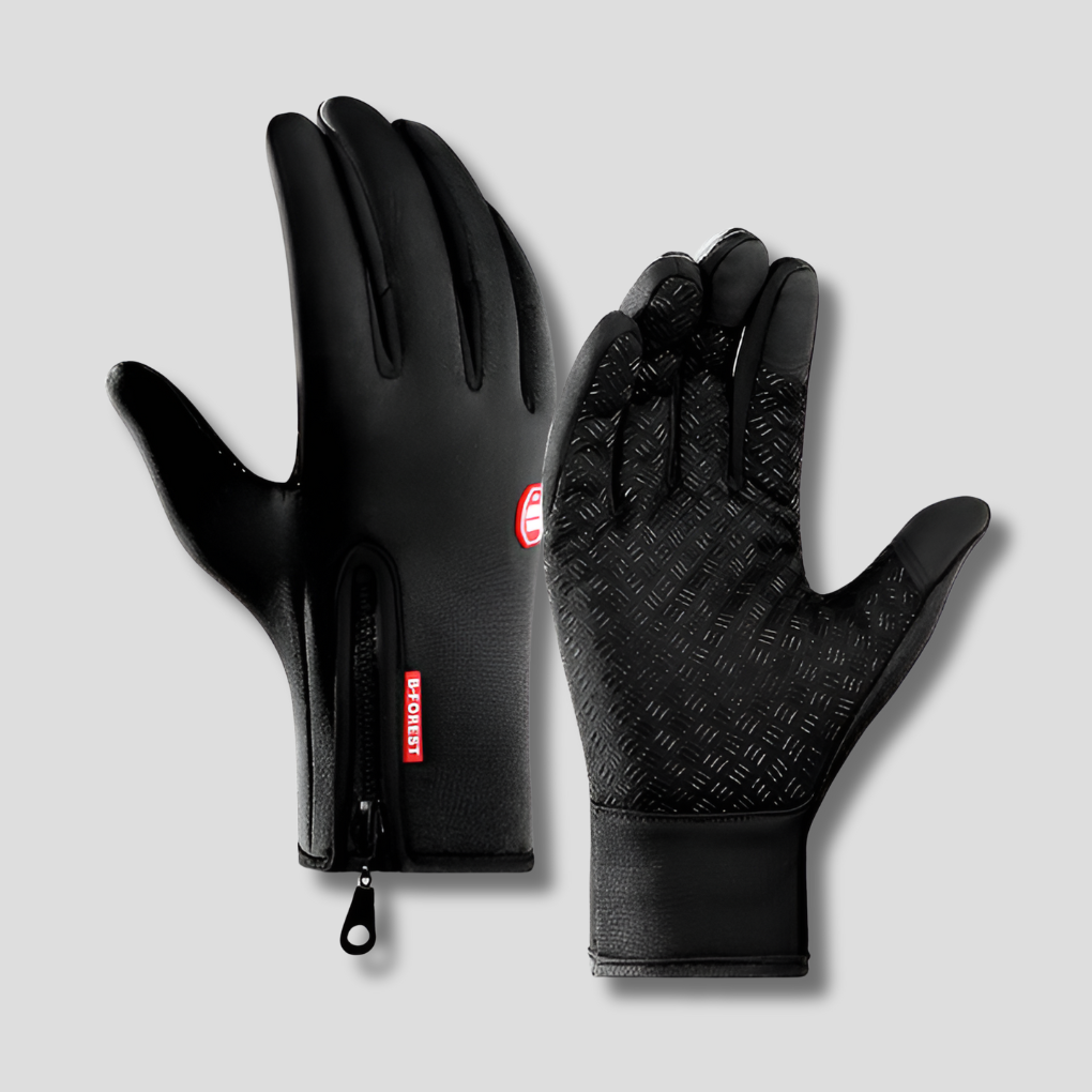 Unisex verwarmde fiets- en skihandschoenen, waterdicht en touchscreen compatibel voor winterse buitenactiviteiten.