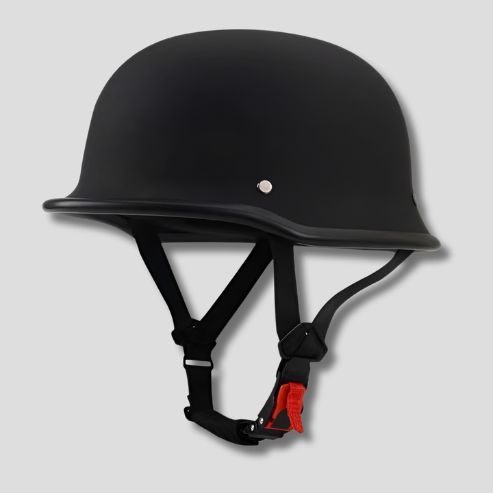 Vintage unisex halve motorhelm met comfortabele pasvorm. Perfecte bescherming voor elke stijlvolle motorrijder.
