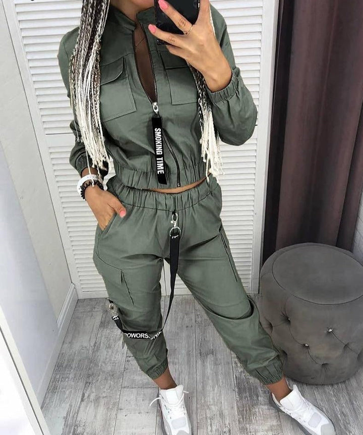 Comfortabele en stijlvolle dames streetwear set, 2-delig, ideaal voor vrije tijd en een casual look.