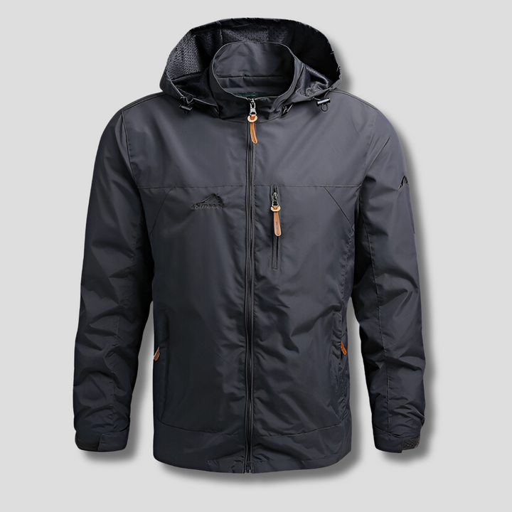 Veelzijdige heren outdoor regenjas, winddicht en ademend, voor alle seizoenen. Ideale functionele reisjas.
