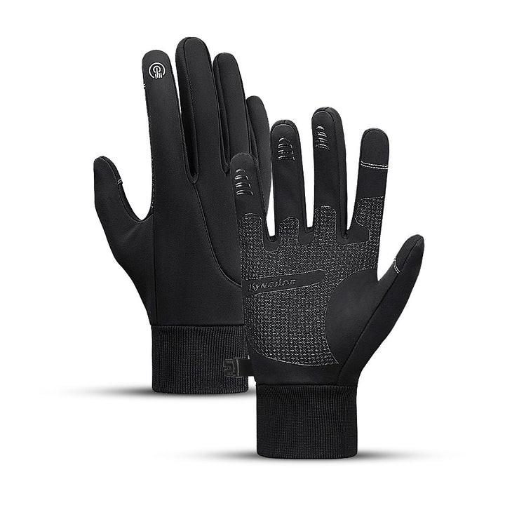 Grijze heren & dames winter touch handschoenen; warm, winddicht, compatibel met smartphones voor buiten.