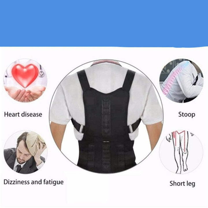 Unisex rugcorrector met magneten om nek- en rugpijn te verminderen en een betere houding te stimuleren.