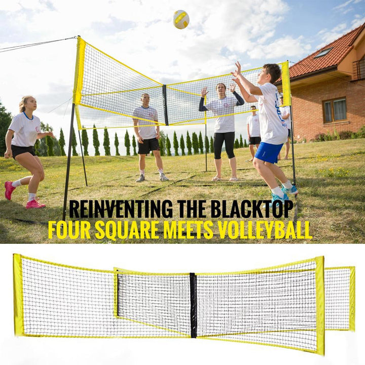 Crossplay volleybal set voor gezin. Draagbaar buitenspel voor zomerplezier, compact en uniek.