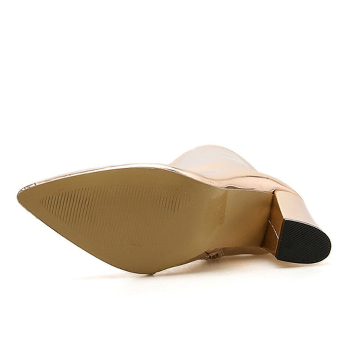 Elegante Celeste dames enkellaarsjes, glanzend met blokhak, voor een verfijnde casual chic stijl.