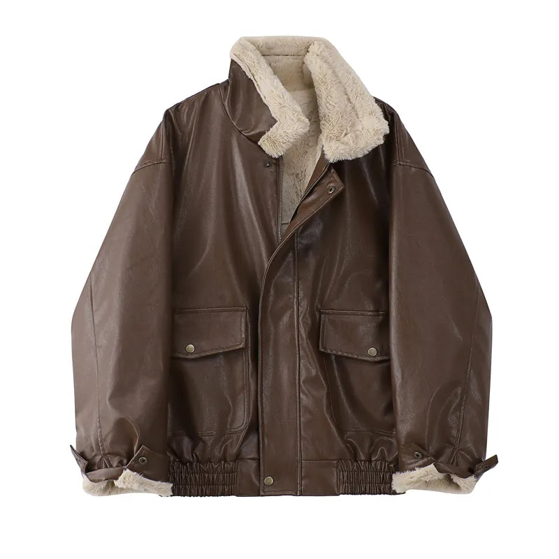 Comfortabele Amanda dames winterjas van leer, vintage stijl, perfect voor koude dagen.