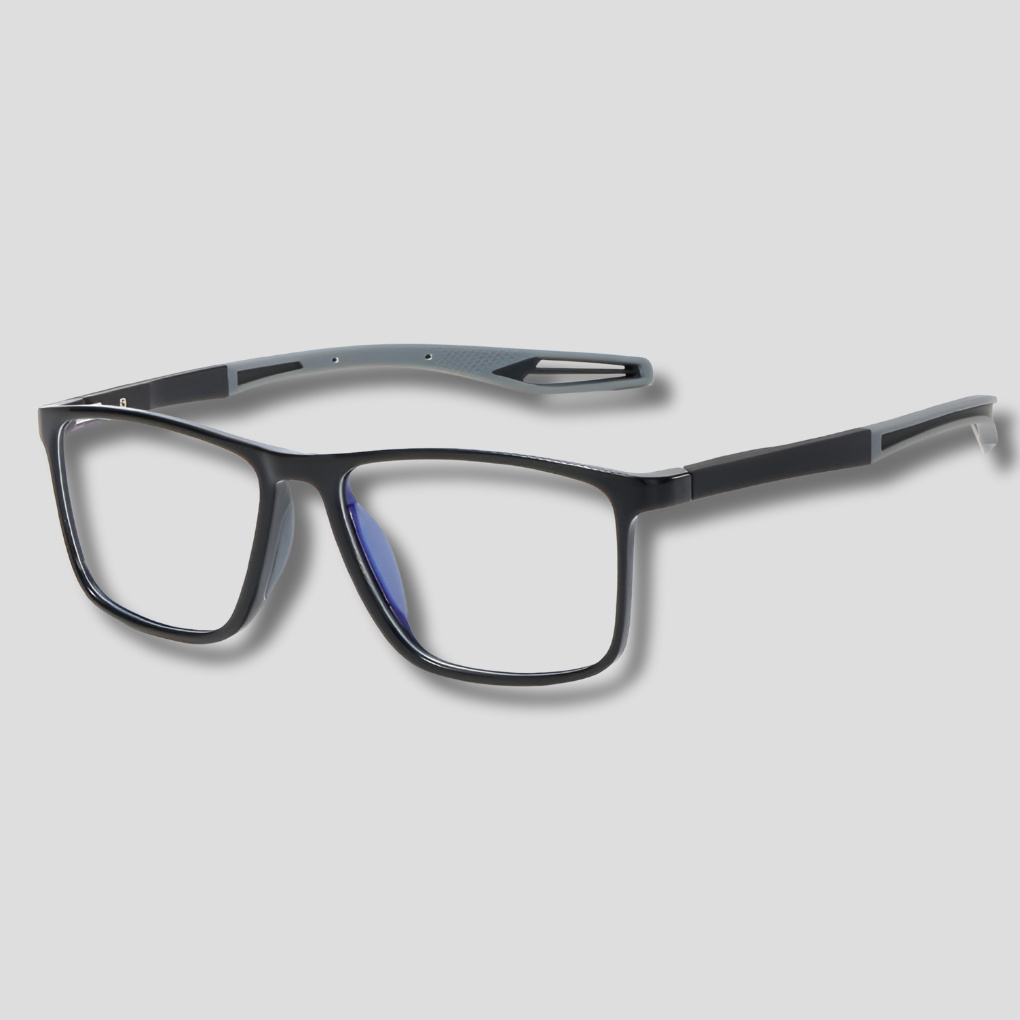 Blauwe unisex multifocale leesbril met progressieve glazen; perfect voor dichtbij en veraf zien. Ergonomisch design.