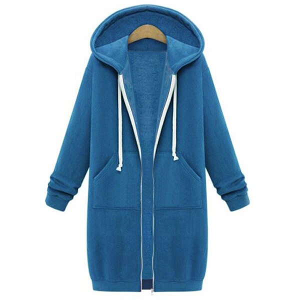Warme en comfortabele dames lange jas met capuchon voor dagelijks gebruik.