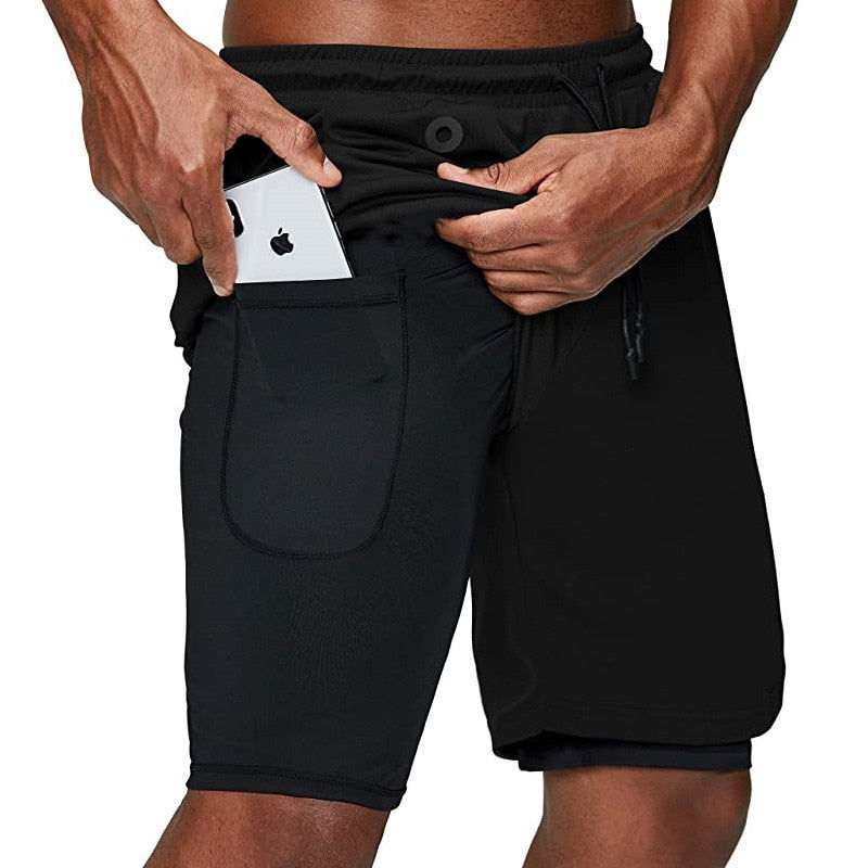 Activewear heren sportshorts met praktische telefoonzak en lus voor je sportshirt tijdens training.